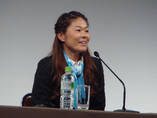 Homare Sawa, four-time Olympian and London 2012 Football Silver Medallist and Tokyo 2020 Ambassador speaks to the press in Tokyo Monday (GamesBids Photo)