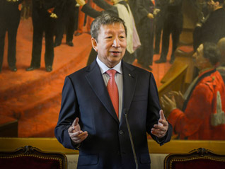 IOC First Vice-President Ser Miang Ng, in the historic Salle Octave Greard at the Sorbonne in Paris, where he announced his candidature for the presidency of the International Olympic Committee