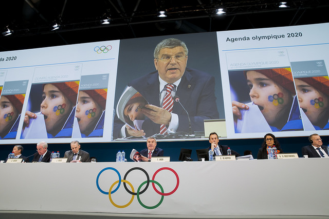 IOC President Thomas Bach at 127th IOC Session speaking on Agenda 2020 (IOC Photo)