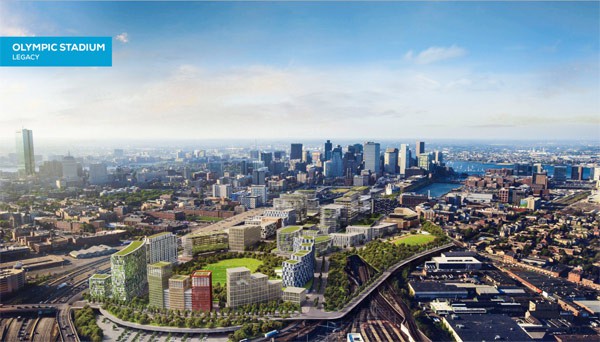 Legacy depiction of Boston 2024 Midtown site after dismantling of Olympic Stadium (Boston 2024 image)