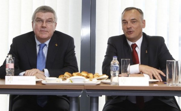 IOC President Thomas Bach (left) and Hungarian Olympic Committee President Borkai Zsolt (MOB Photo)