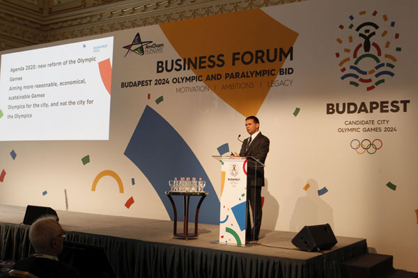 Budapest 2024 Bid Chairman Balazs Furjes addresses Business Forum
