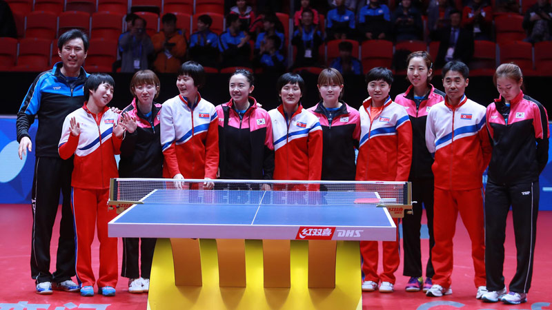 Unified Korean Table Tennis Team at World Championships at Halmstad, Sweden (ITTF Photo)