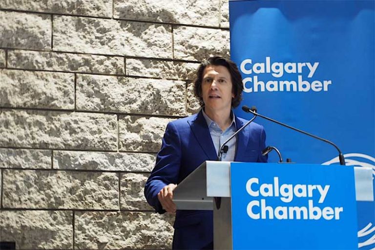 IOC Executive Director Christophe Dubi speaks to Calgary Chamber of Commerce July 24, 2018 (Calgary Chamber of Commerce / Twitter Photo)
