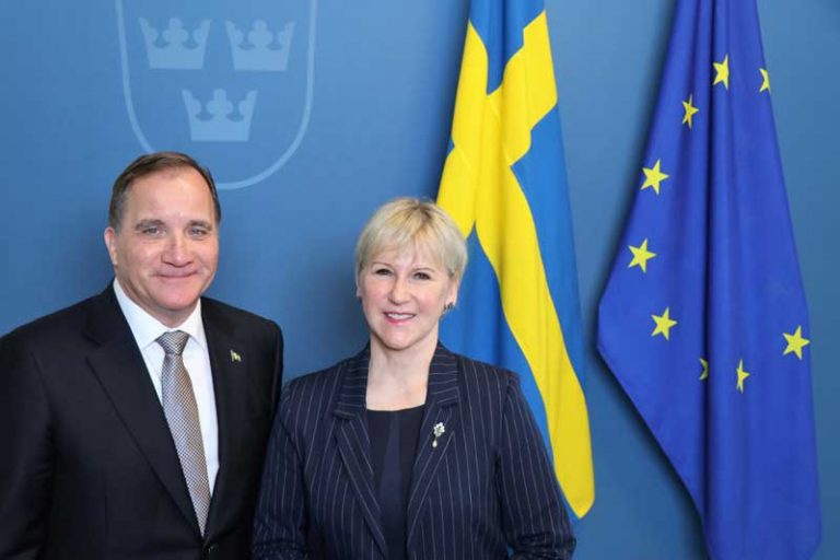 Swedish Prime Minister Stefan Löfven and Foreign Minister Margot Wallström express support for Stockholm Åre 2026 Olympic bid (Photo: Anton Abele)