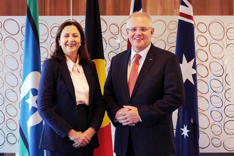 Australian Prime Minister Scott Morrison (right) and Queensland Premier Annastacia Palaszczuk, July 11, 2019 (Photo: Scott Morrison/Twitter)
