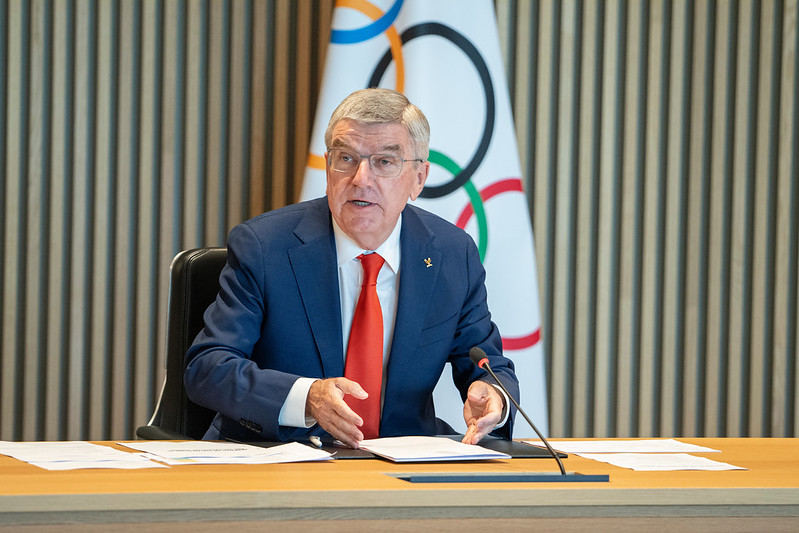 IOC President Thomas Bach engages with the IOC Executive Board June 20, 2023 (Photo: IOC/Greg Martin)