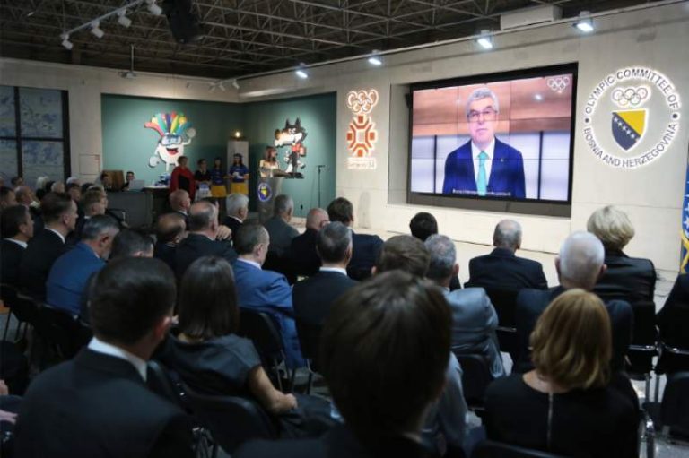 IOC President Thomas Bach addresses Olympic Committee of Bosnia and Herzegovina with video message on the occasion of its 30th anniversary last week (Photo: OKBIH)